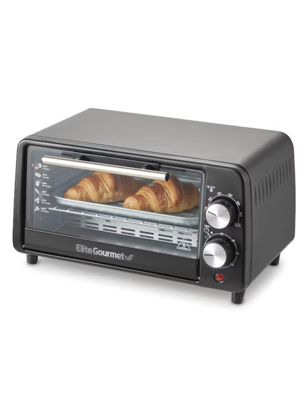 Elite Gourmet ETO490 9L/4-Slice Oven, 30-Min Timer, 4 Slice, Black/Chrome